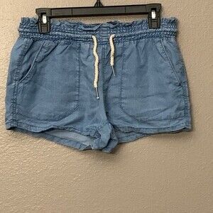 Love Tree Woman’s Chambray Shorts Blue Small with functional draw string
